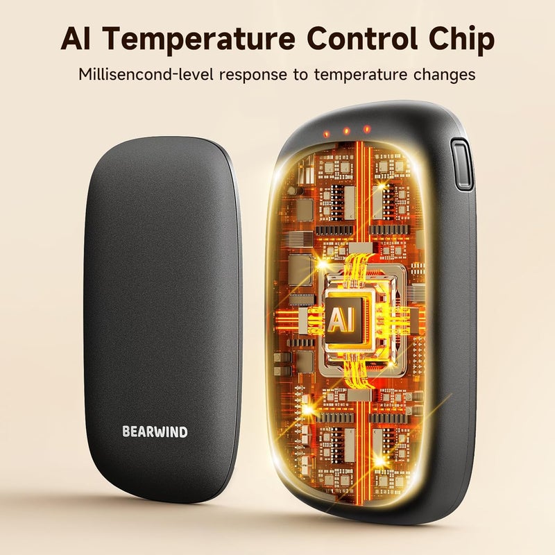 Bearwind Electric Hand Warmers Rechargeable - 2 Pack Magnetic Pocket Heater Handwarmers with AI Chips, Portable Hunting Gear, Reusable Winter Essentials, Gift Ideas for Men, Women, Outdoor - Image 2